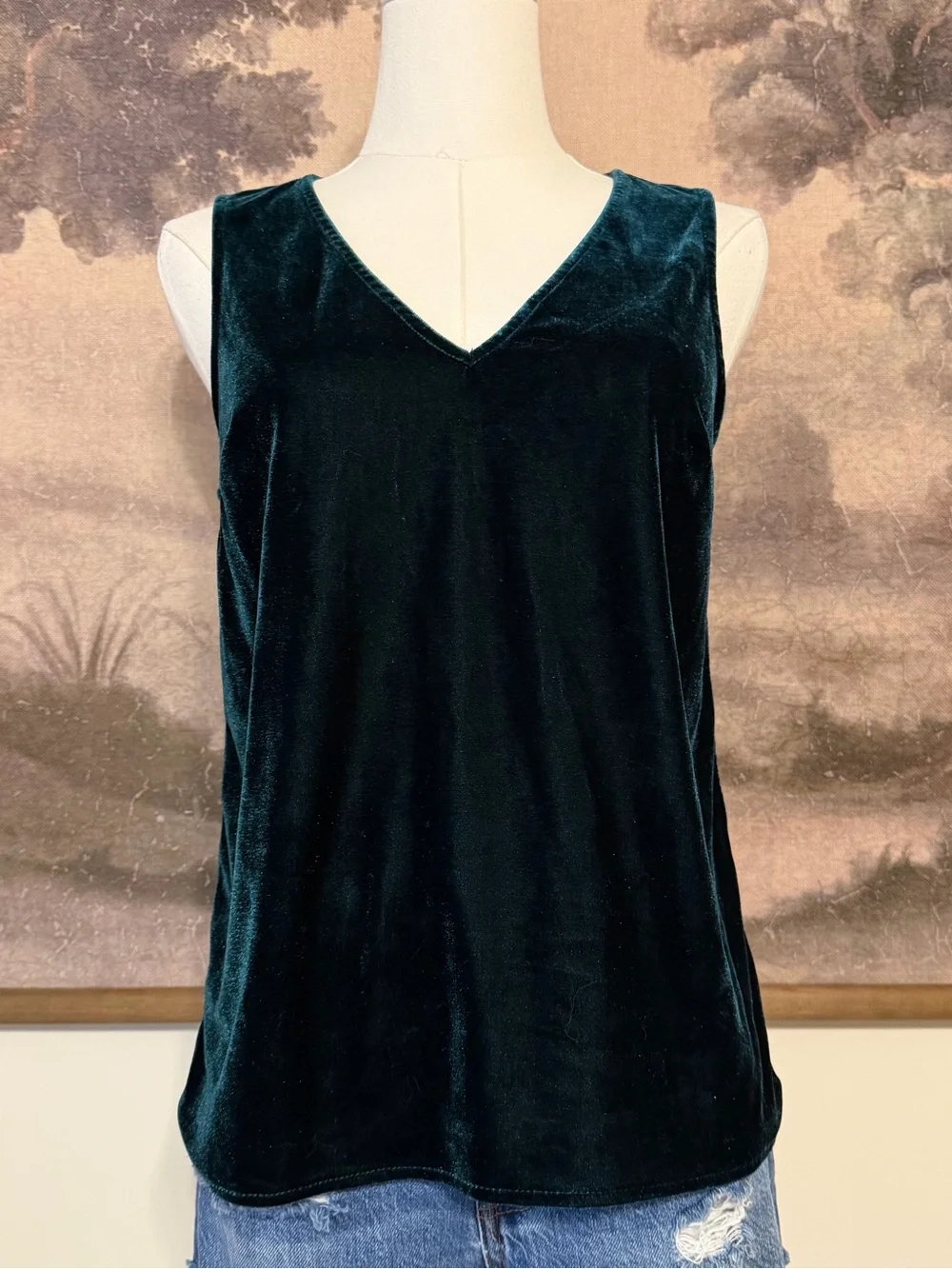 J. Crew Deep Emerald Velvet V-Neck Camisole